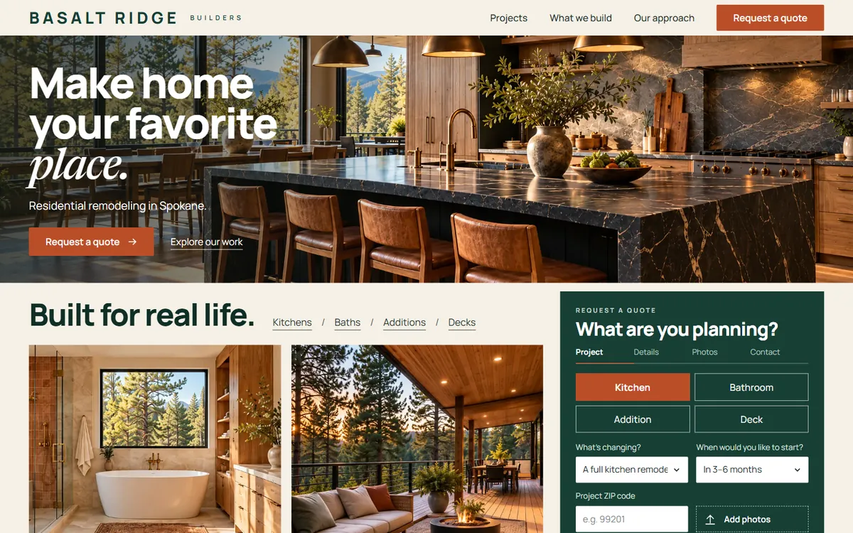 Basalt Ridge Builders sample homepage